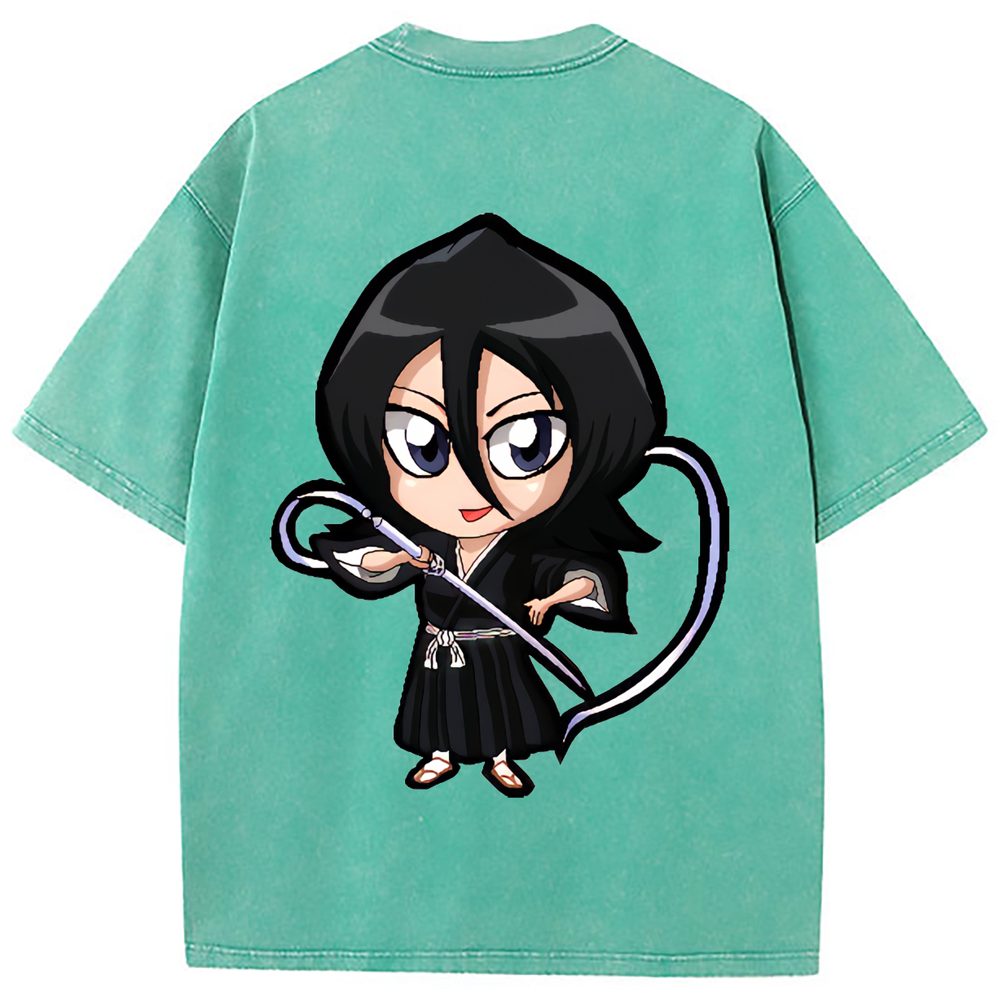 （画像用） ブリーチ 朽木ルキア BLEACH Kuchiki Rukia 綿100% ヴィンテージ風 半袖Tシャツ（背面プリント）